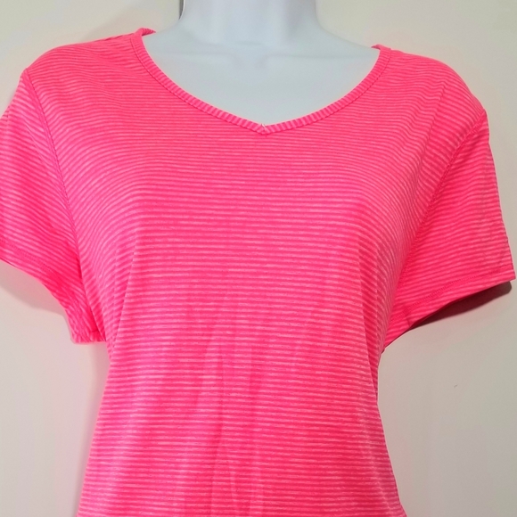 Athletics Pink Striped Womans Work Out Top Sz. XL - Picture 2 of 5